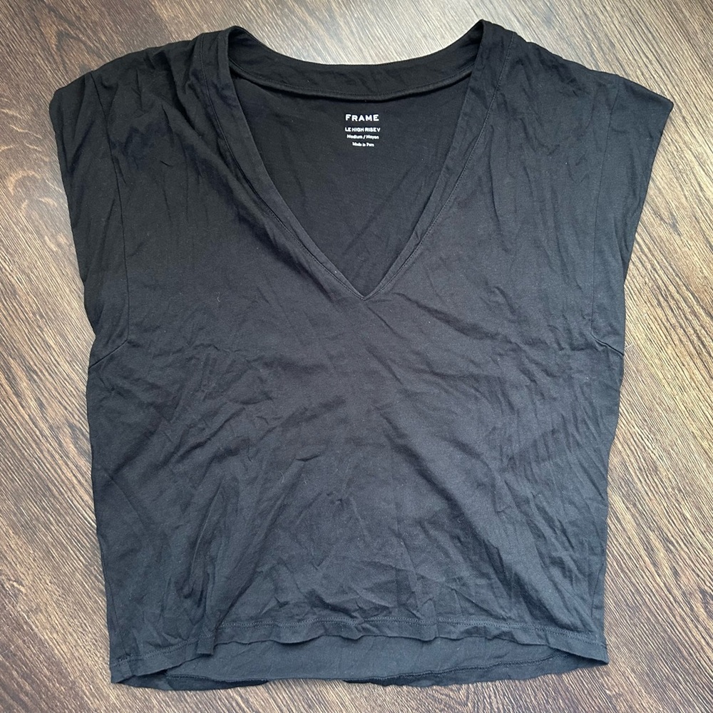 Frame denim Women's Black Le High Rise V shirt